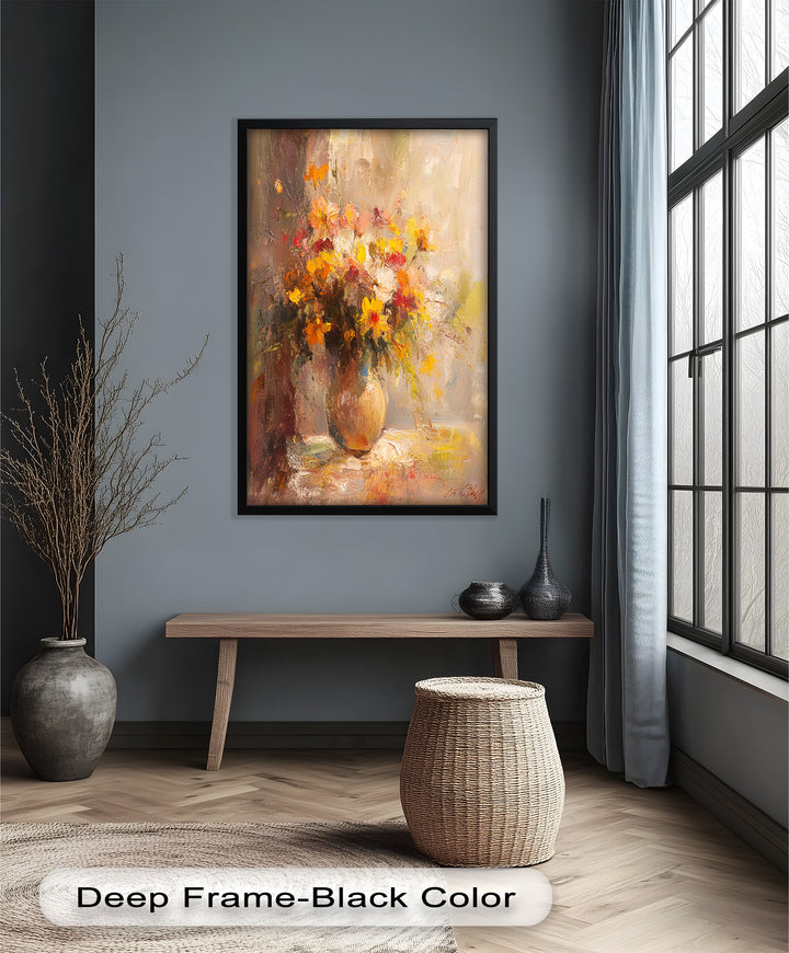 Sunlit Harmony – Vibrant Wildflower Still Life Flower Oil Painting