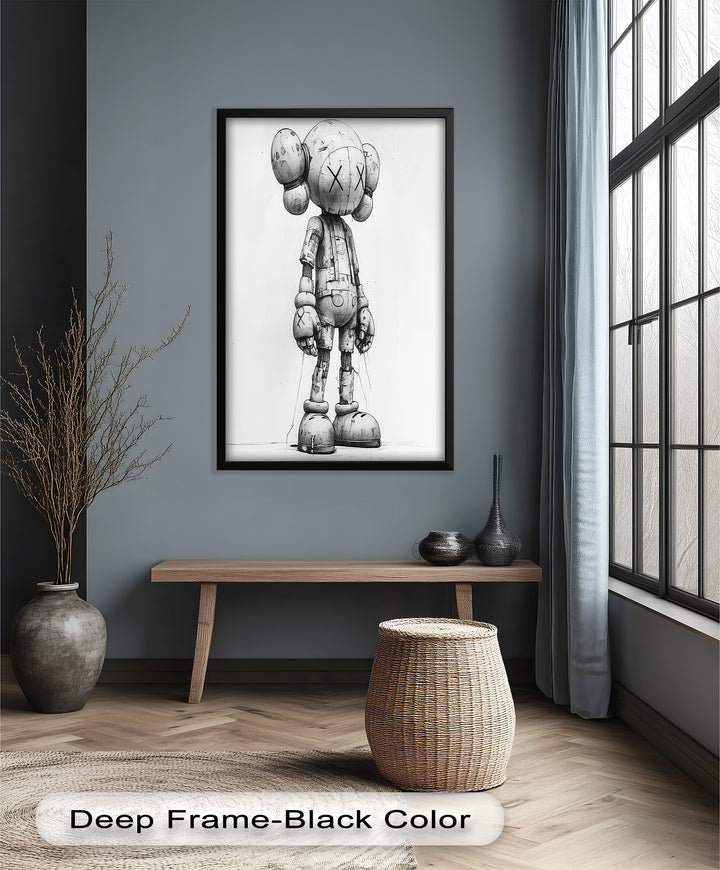 Timber Companion – Monochrome KAWS Oil Painting