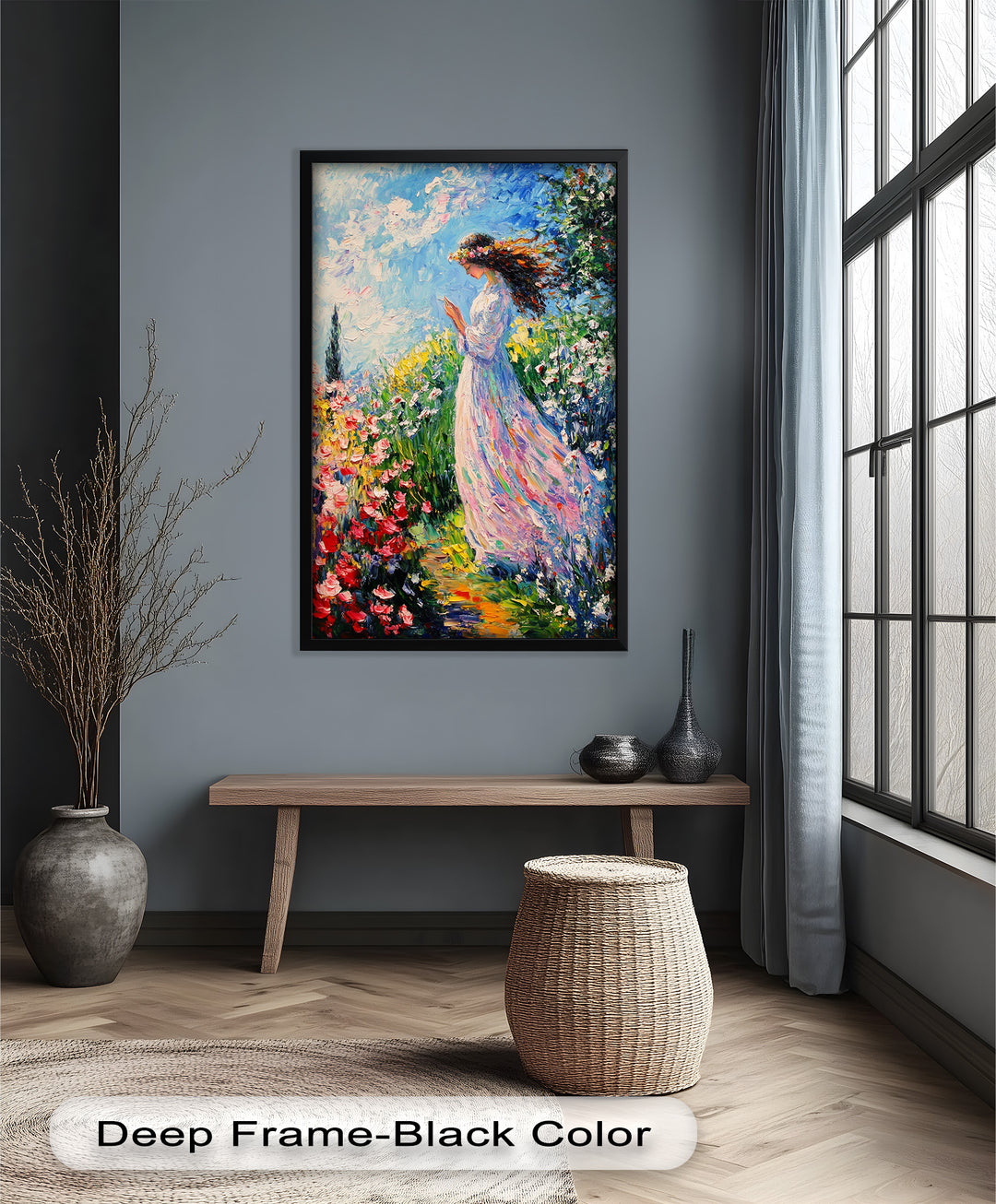 Woman in Floral Crown - Impressionist Oil Painting