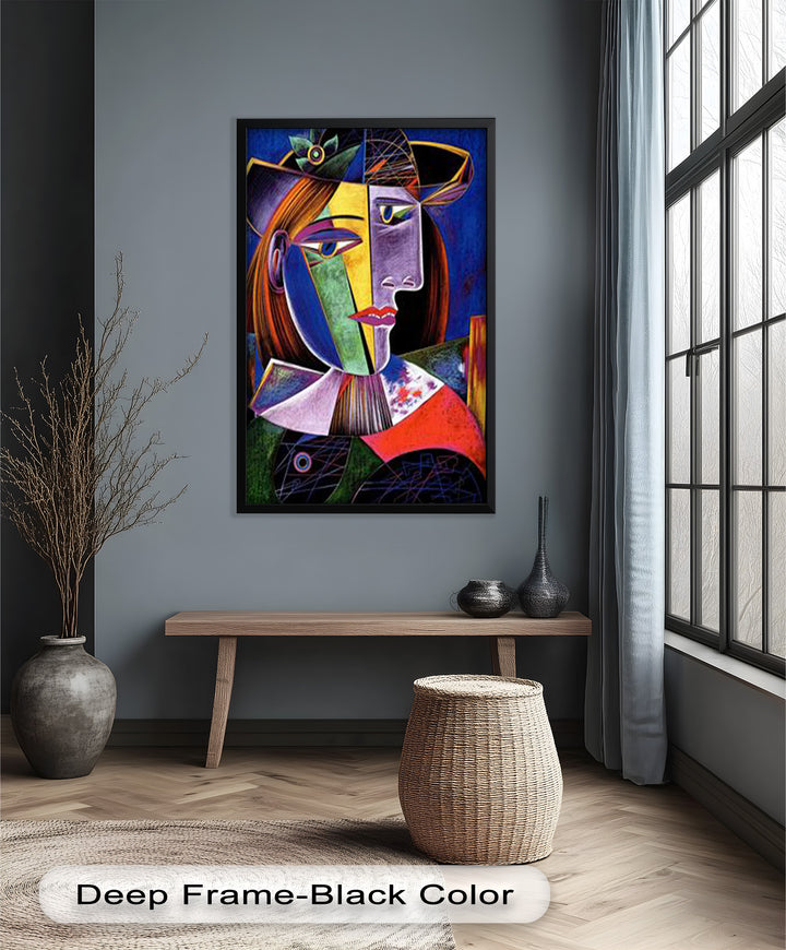 Vibrant Woman with a Flower Hat – Picasso Oil Painting