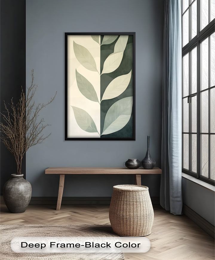 Minimalist Leaf  – Monochrome Botanical Oil Painting