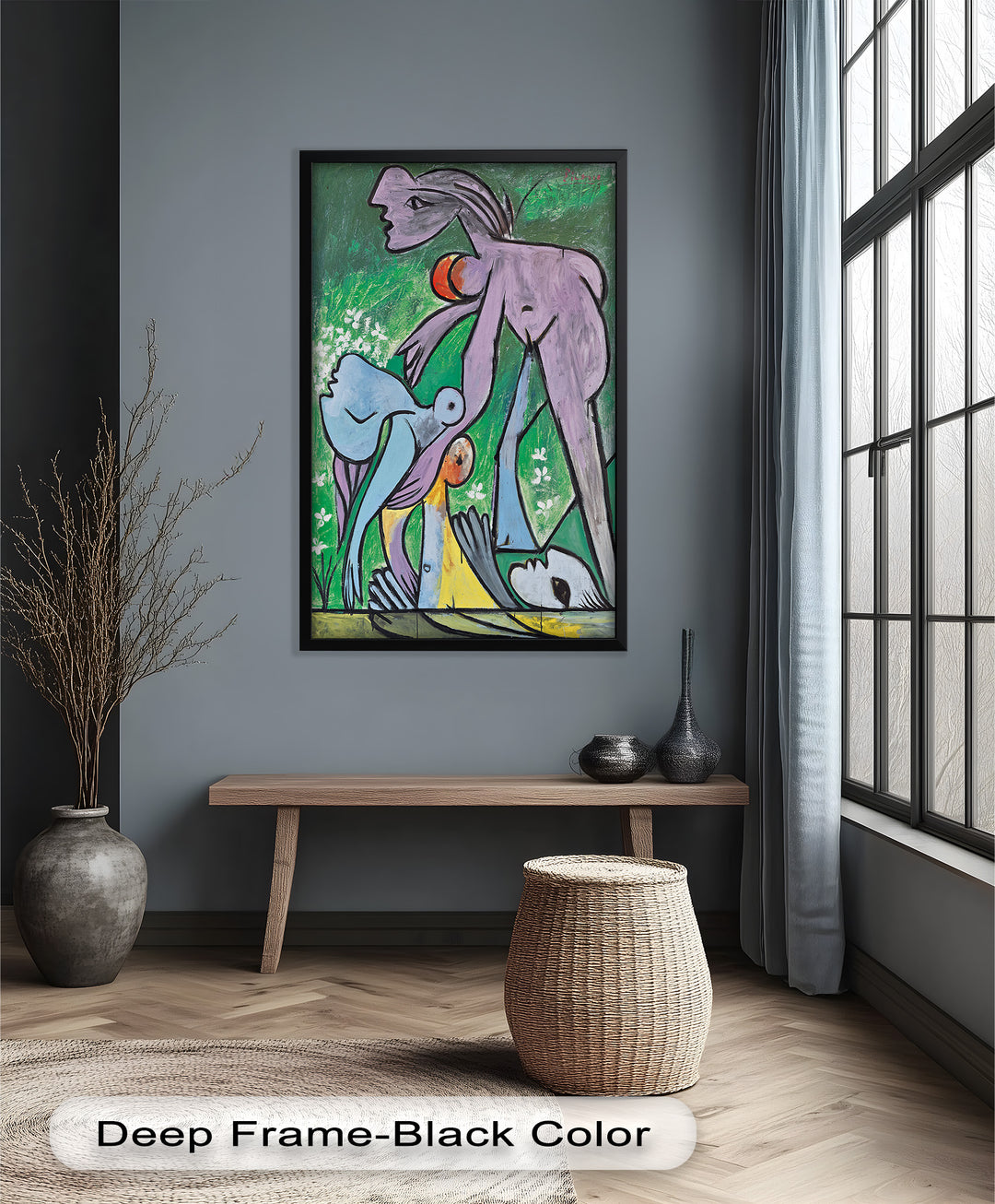 Reclining in Nature – Picasso-Inspired Abstract Nude Oil Painting