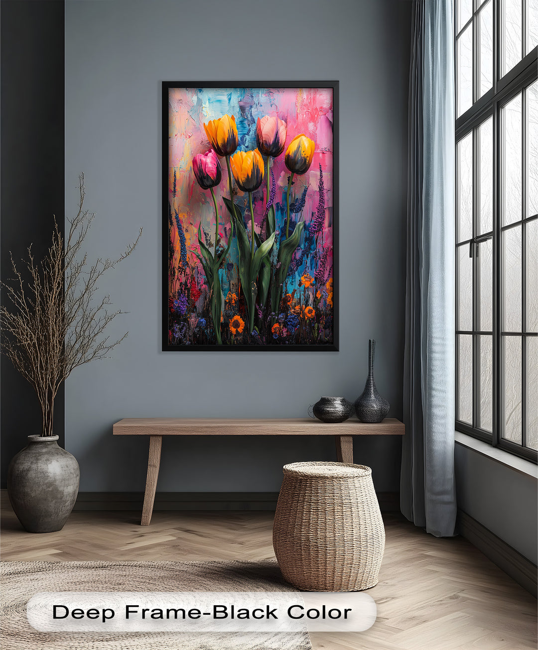Colorful Tulip Garden - Flower Oil Painting