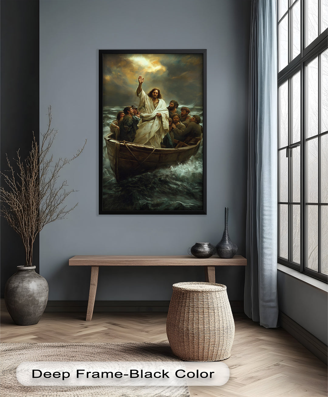 Jesus Calming the Storm Wall Art – Religious Oil Painting