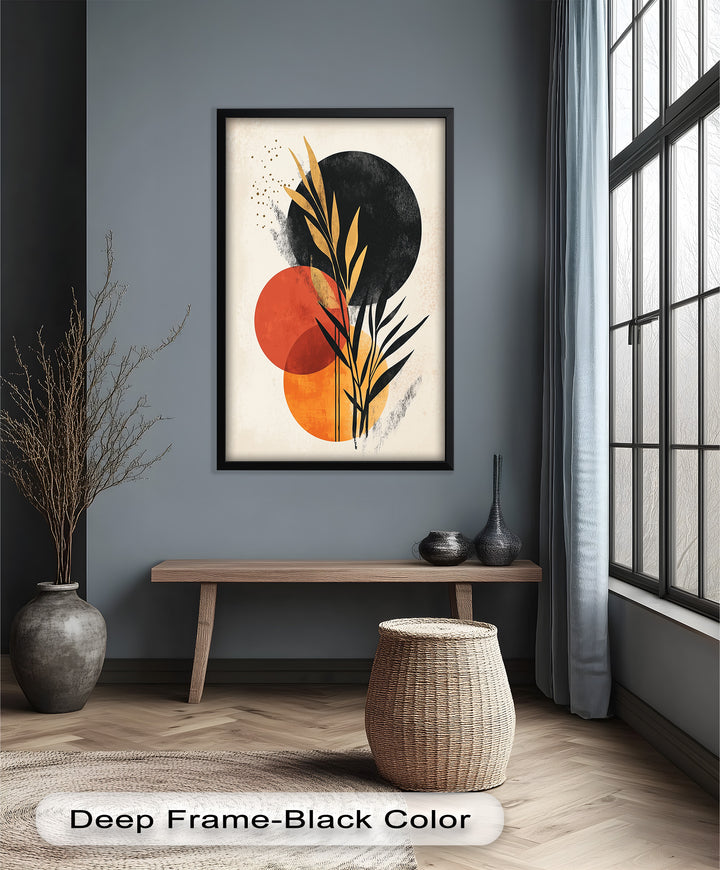 Golden Dusk – Modernes abstraktes botanisches Ölgemälde