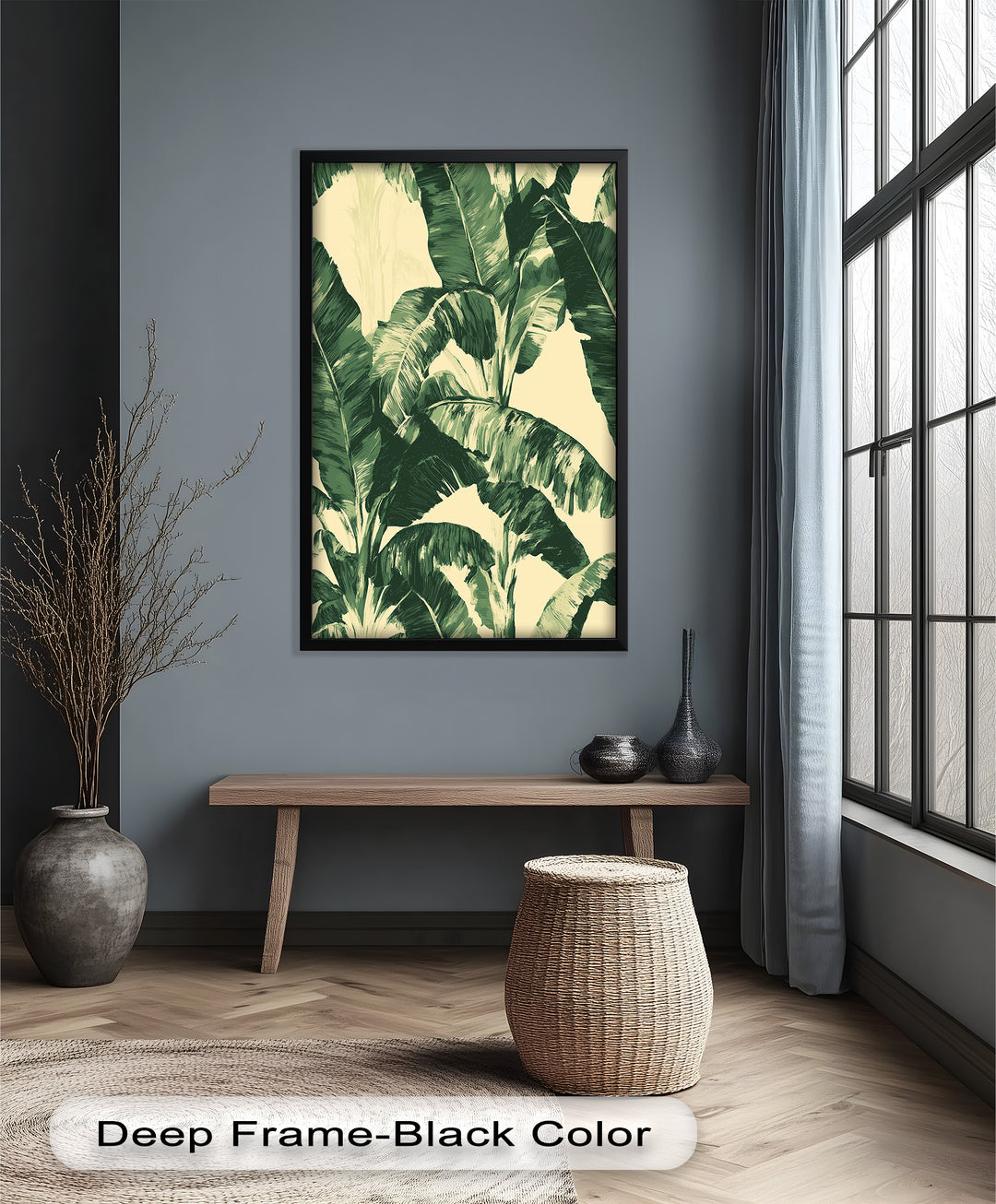 Bananenblatt-Botanische Kunst – Gerahmtes Ölgemälde
