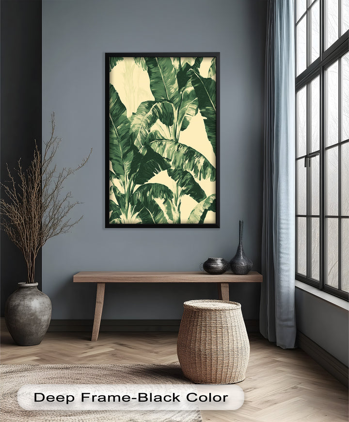 Bananenblatt-Botanische Kunst – Gerahmtes Ölgemälde