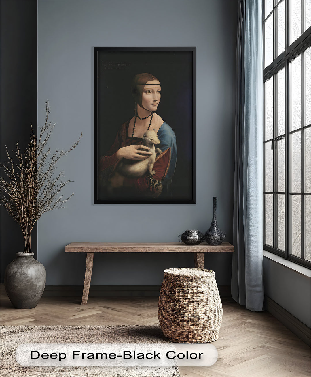 Dame mit Hermelin – Renaissance Portrait Historisches Ölgemälde