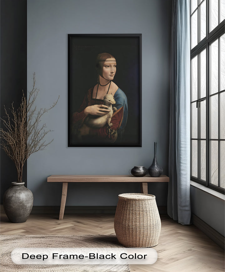 Dame mit Hermelin – Renaissance Portrait Historisches Ölgemälde