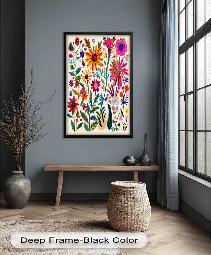 Wild Bloom Symphony – Vibrant Botanical Oil Painting