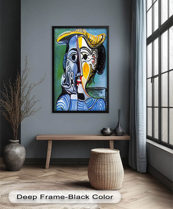Striped Elegance – Picasso Cubist Portrait Oil Painting