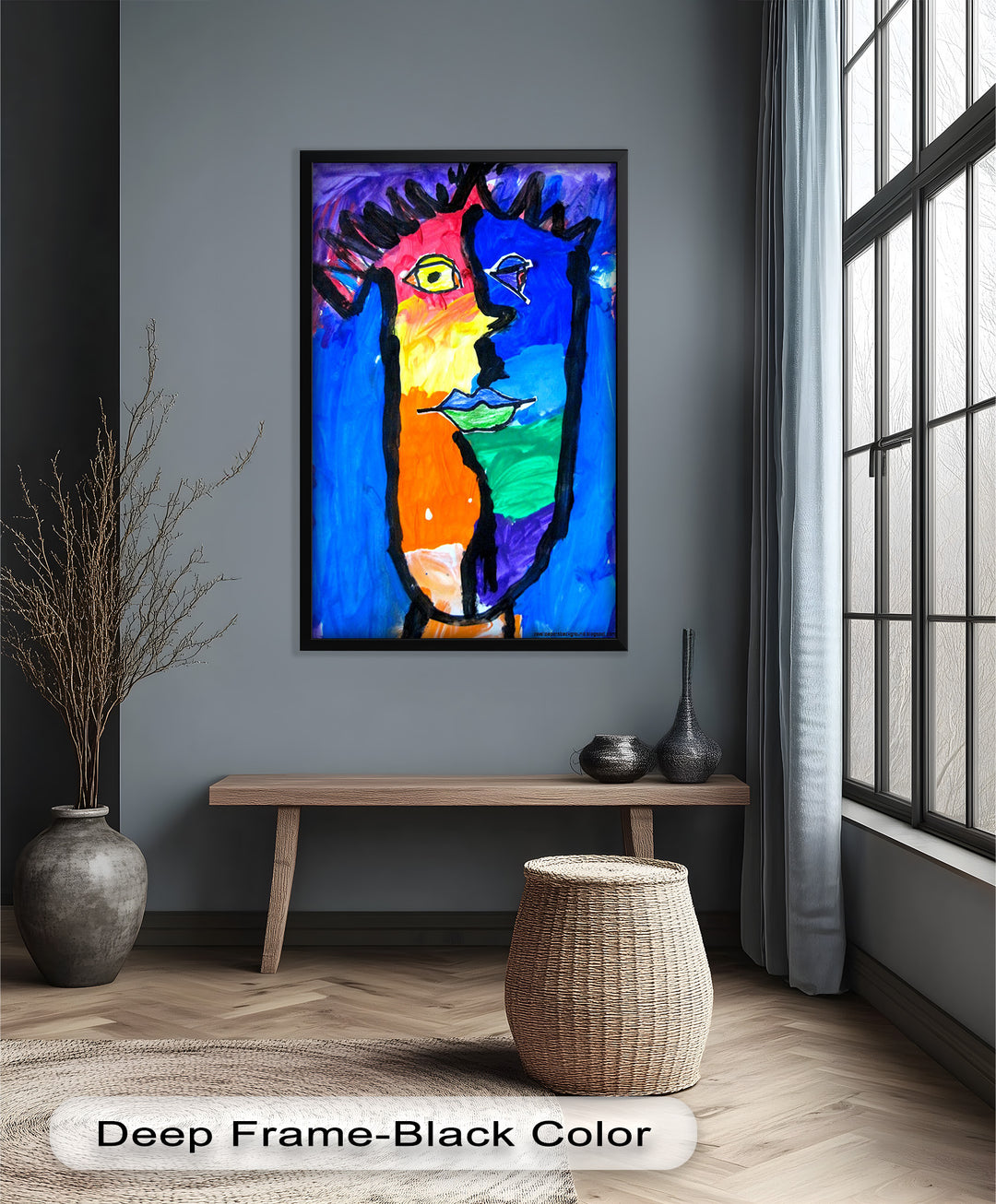 Bunte abstrakte Gesichter als Wandkunst – Pop-Art-Ölgemälde