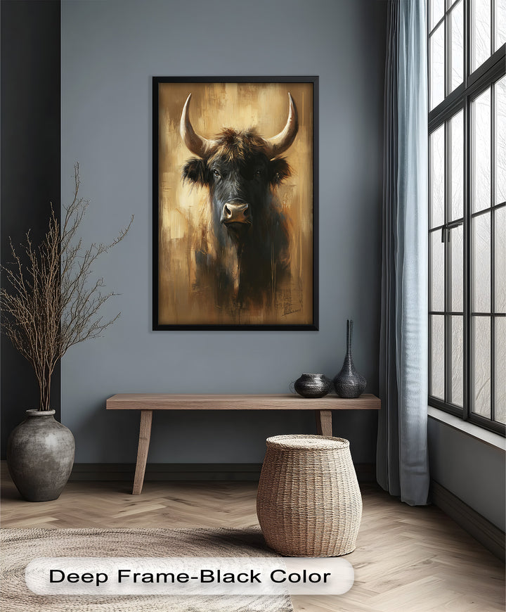 Bull in Amber Tones - Animal Oil Painting