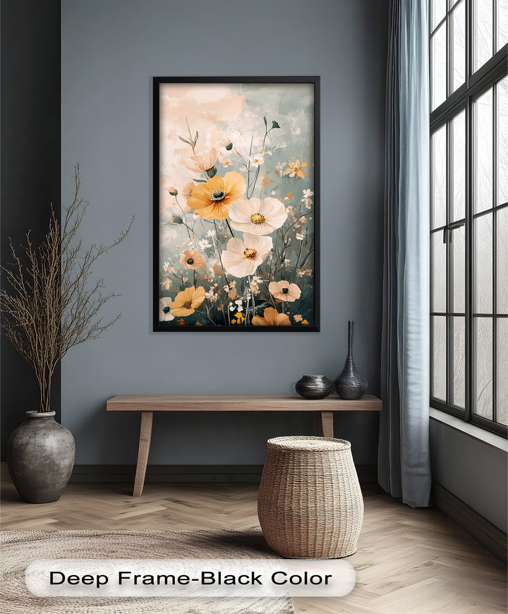Golden Meadow Bloom - Boho Oil Painting