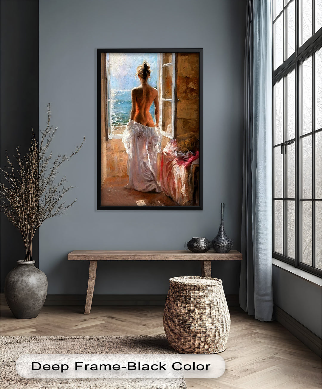 Whispers of the Sea – Romantic Woman by the Ocean Nude Oil Painting