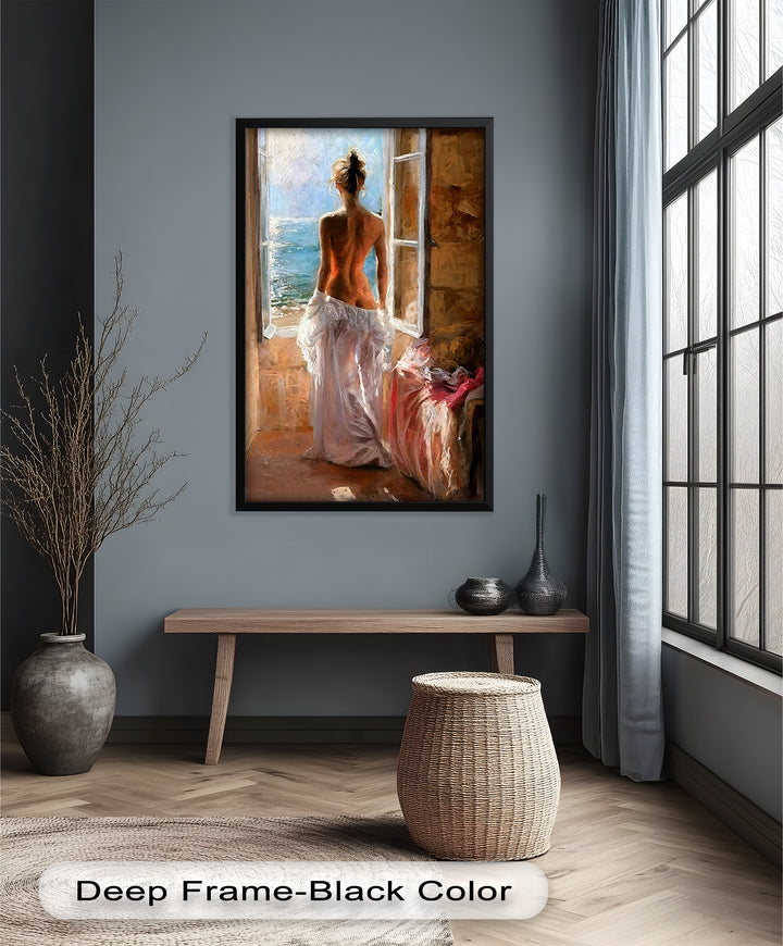Whispers of the Sea – Romantic Woman by the Ocean Nude Oil Painting