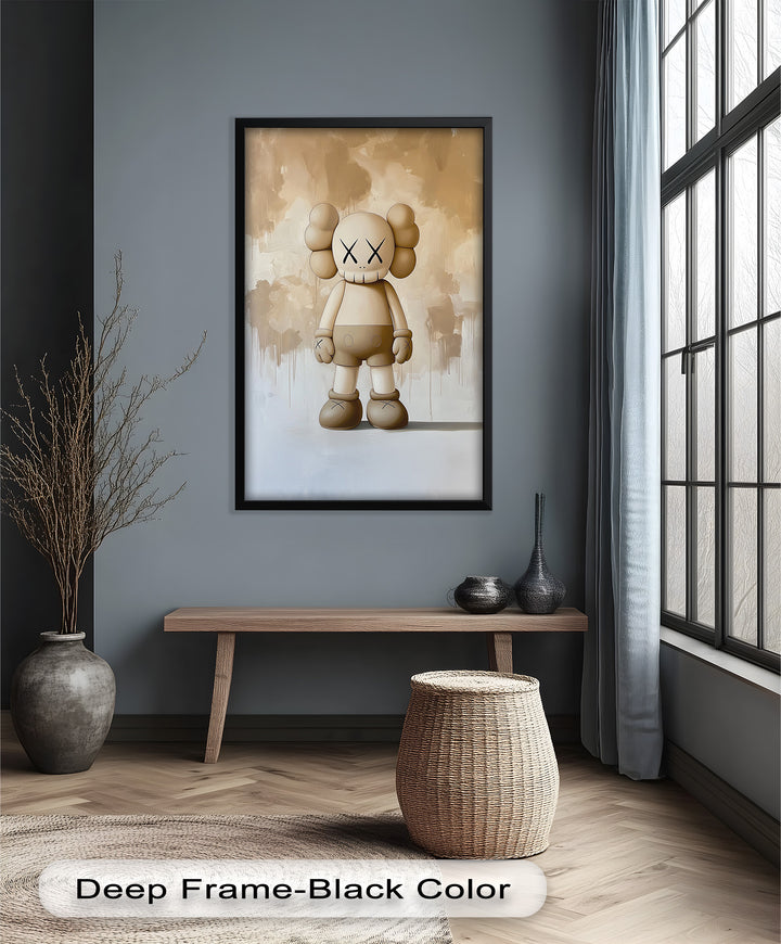 Monochrome Companion – Minimalistisches KAWS-Ölgemälde