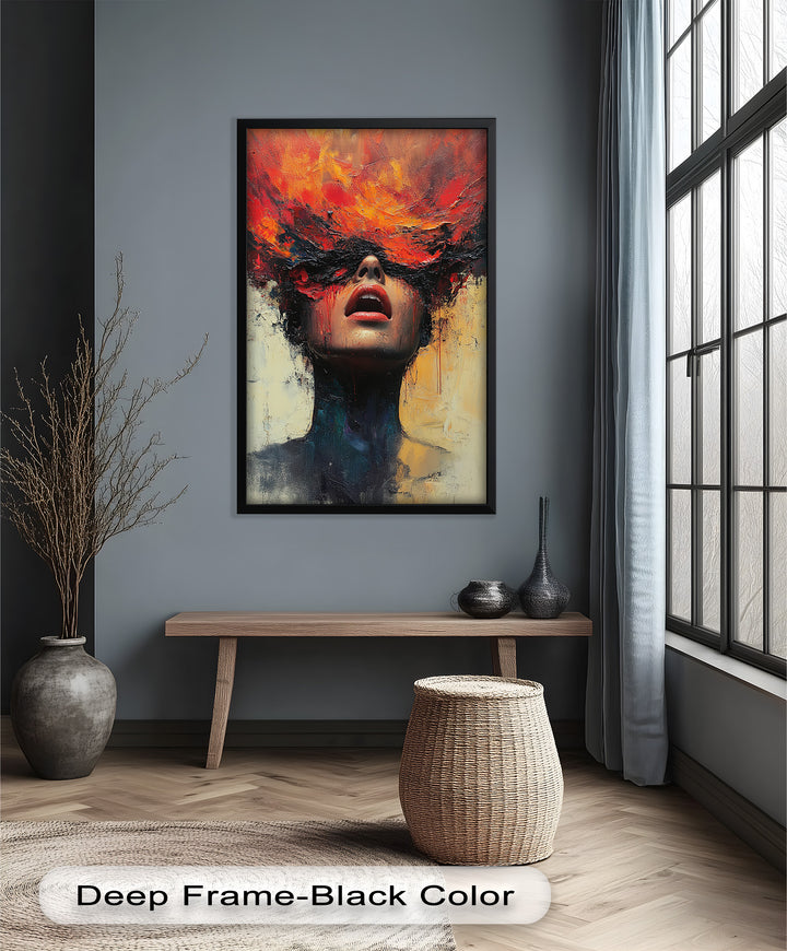 Inferno Within – Fiery Emotional Expression Abstract Oil Painting