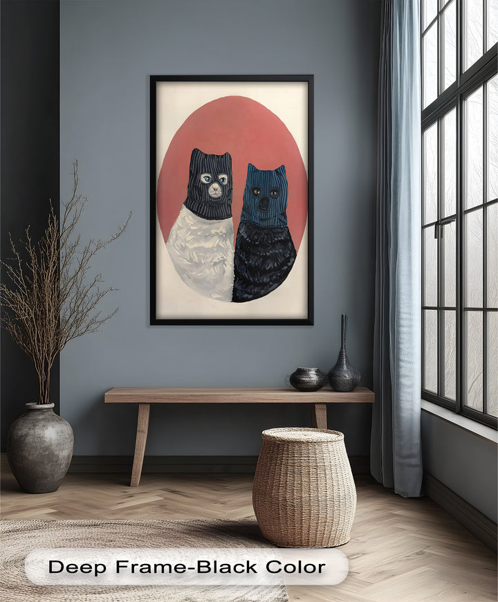 Masked Companions – Contemporary Cat Oil Painting