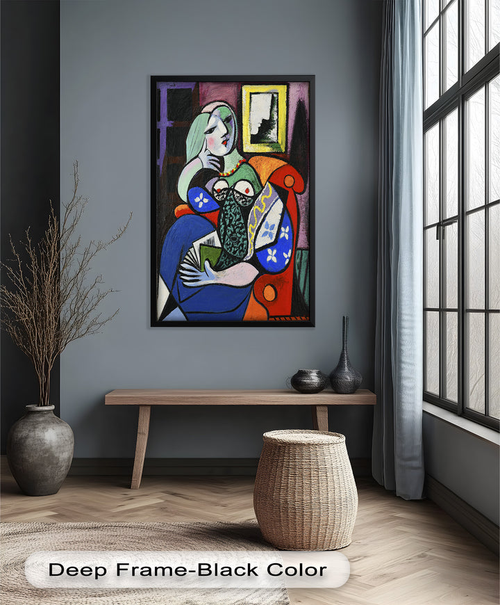Woman with a Book – Cubist Interior Portrait Picasso Oil Painting