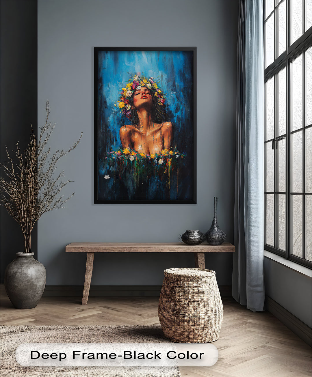 Floral Reverie – Ethereal Woman with Flower Crown Oil Painting