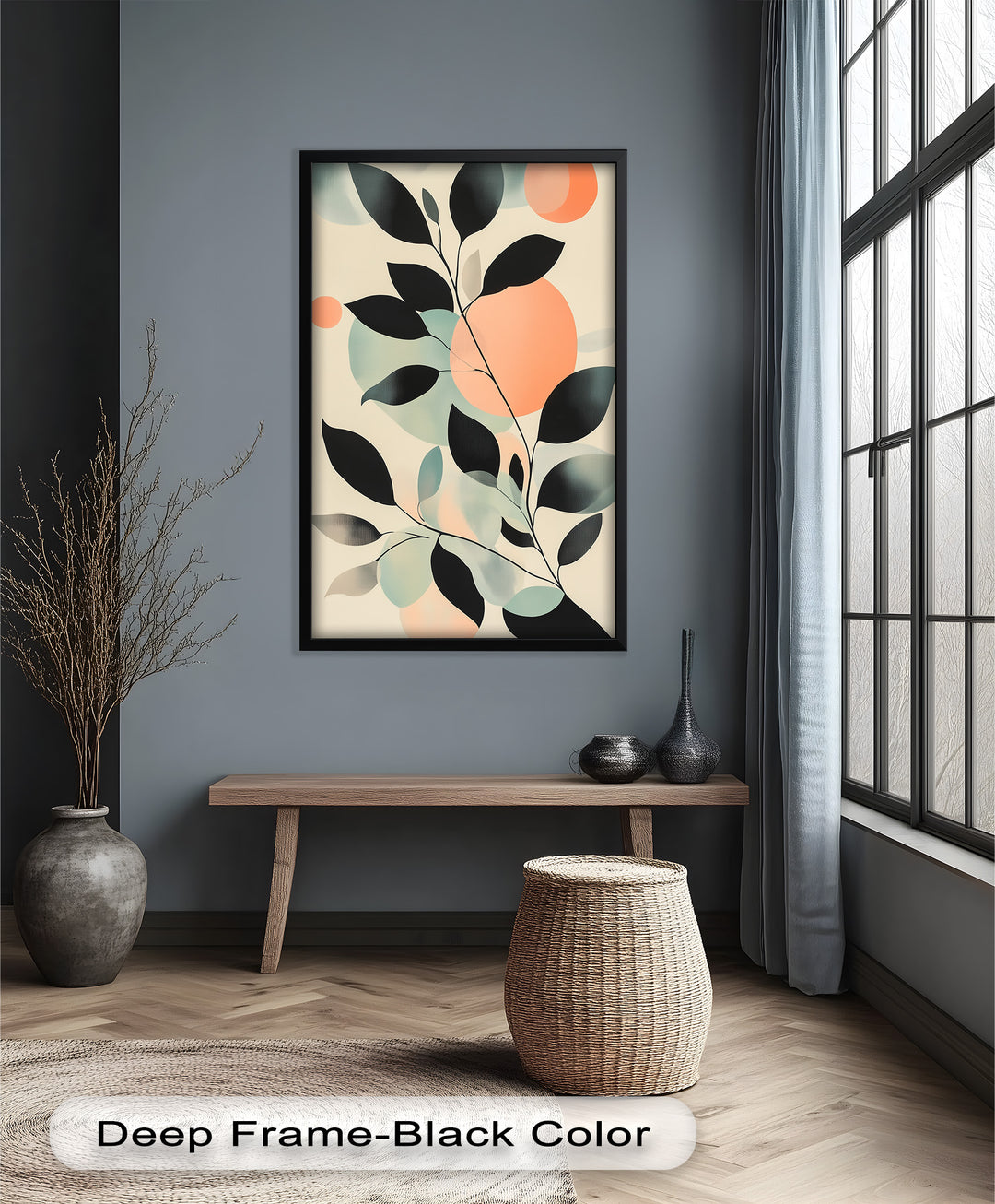 Blush Eclipse – Minimalist Botanical Silhouette Oil Painting