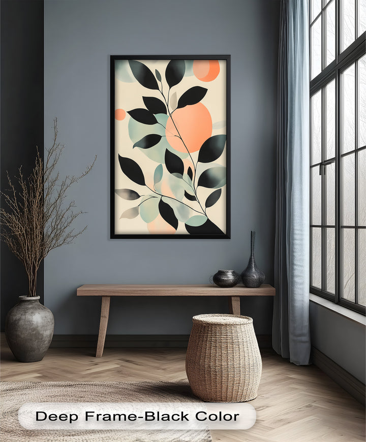 Blush Eclipse – Minimalist Botanical Silhouette Oil Painting