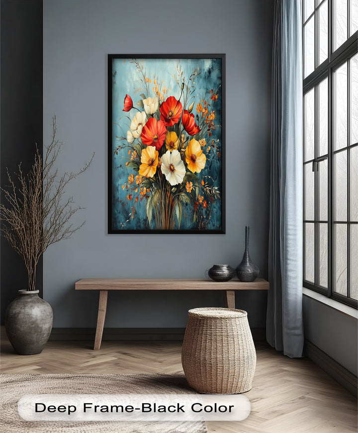 Vibrant Harmony – Multicolored Bloom Bouquet Flower Oil Painting