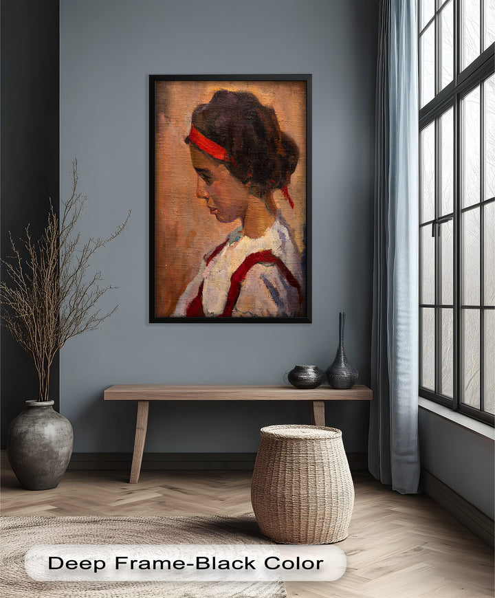 Side Portrait of a Young Woman in Red Ribbon - Picasso Oil Painting