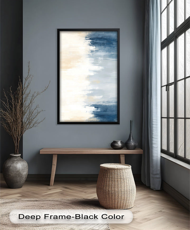 Coastal Drift – Ruhiges Blau und Sand Abstraktes Ölgemälde