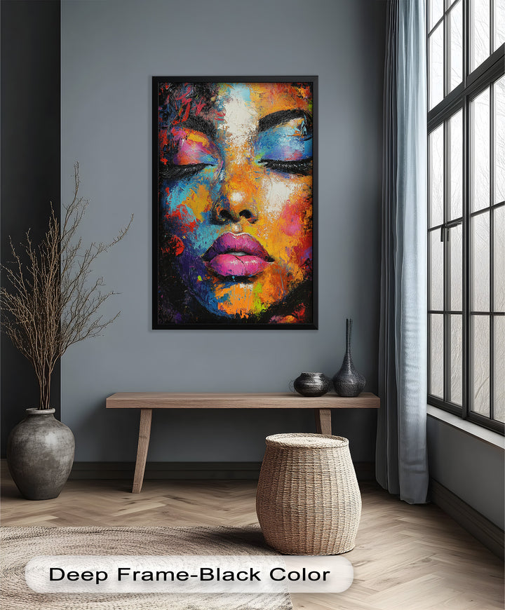 Chromatic Reverie – Bold Female Portrait in Abstract Oil Painting