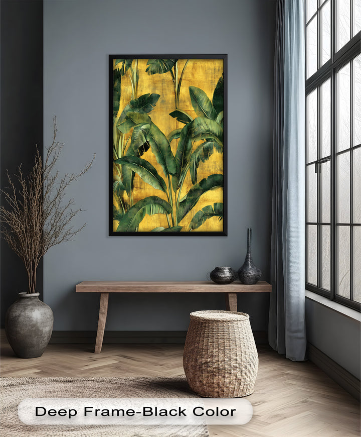 Goldenes Bananenblatt – Tropisches botanisches Ölgemälde