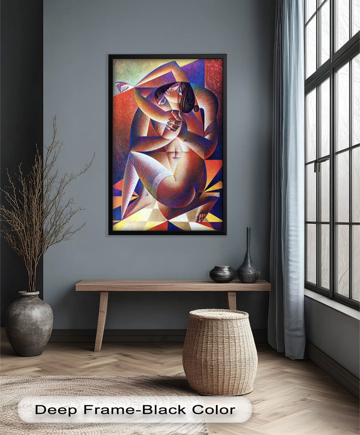 Entwined Forms – Abstract Lovers in Geometric Harmony Picasso Oil Painting