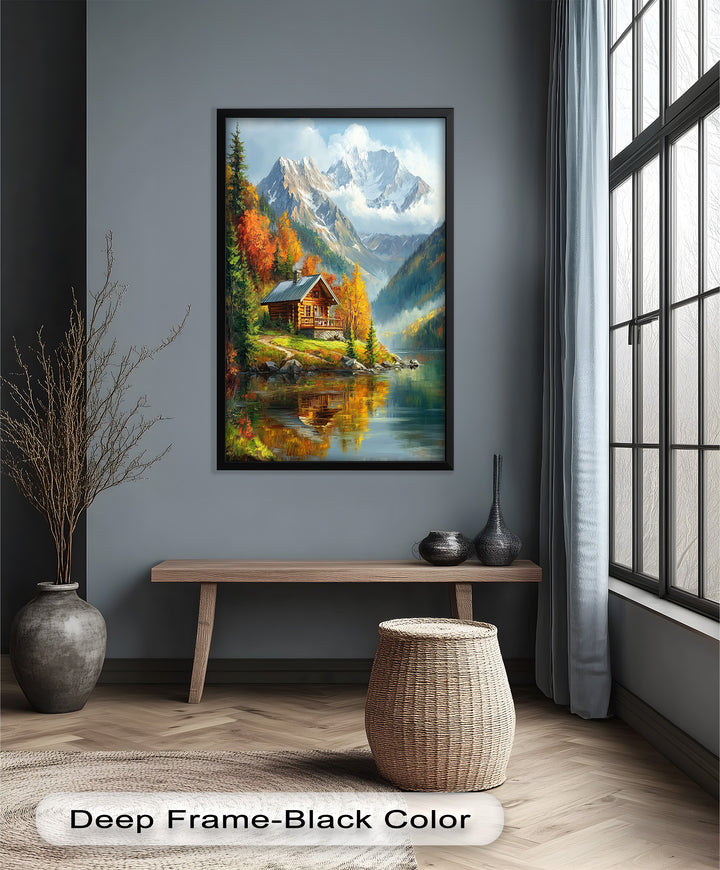 Herbst-Retreat – Berghütte am Lake Hudson River Ölgemälde