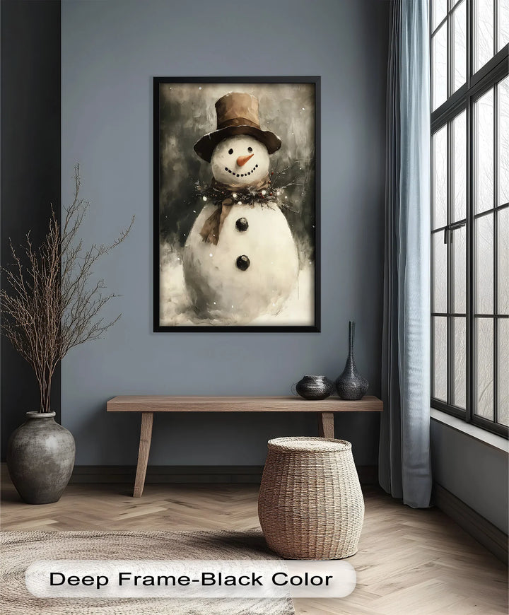 Frosty Cheer – Snowman in Winter Wonderland Oil Painting - MyPhotoStation