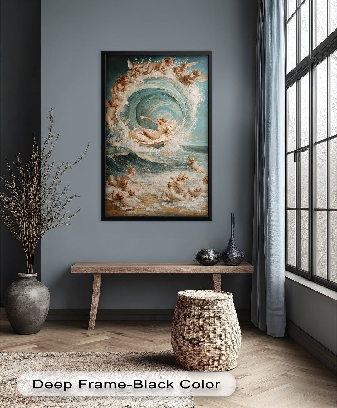 Birth of the Wave – Mythological Goddess and Cherubs Oil Painting