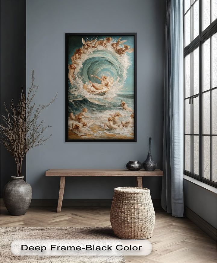 Birth of the Wave – Mythological Goddess and Cherubs Oil Painting