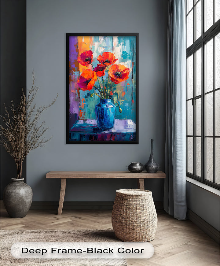 Crimson Blooms – Poppy Flower Oil Painting