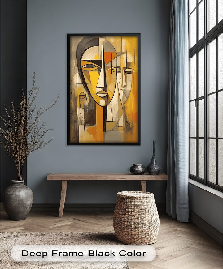 Amber Contours – Abstract Portrait Series in Picasso Oil Painting