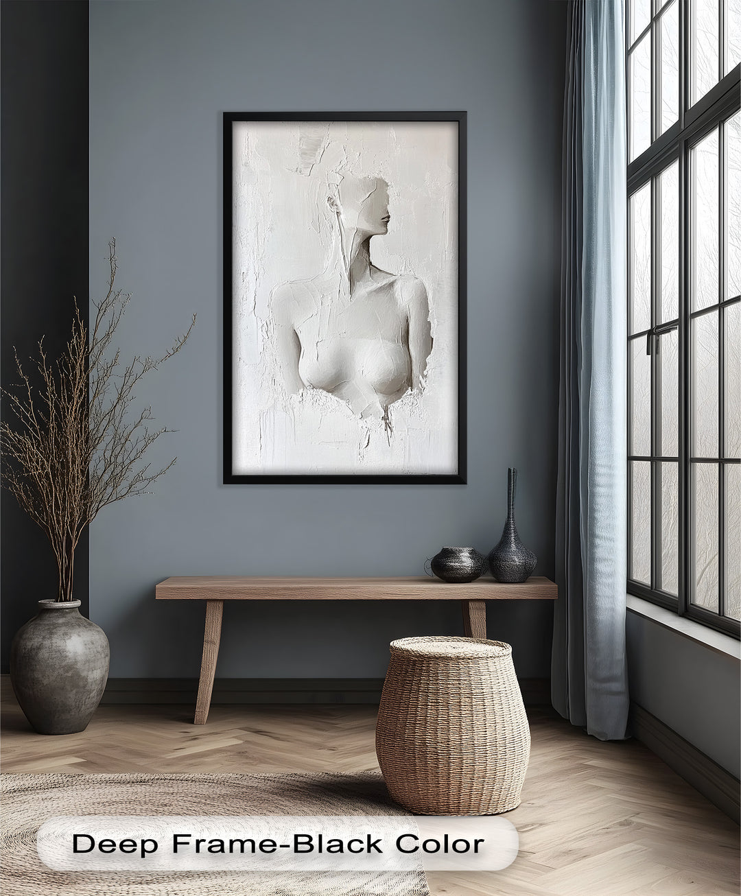 Silent Form – Minimalist White Abstract Female Oil Painting