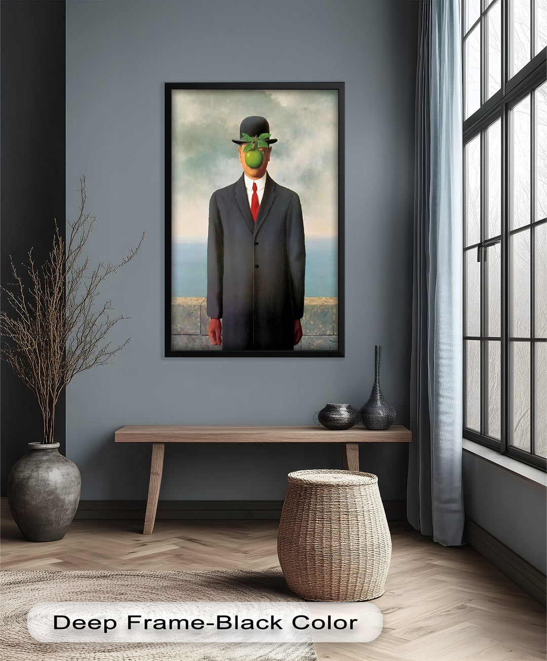 The Hidden Face – Surrealist Gentleman with Green Apple Oil Painting