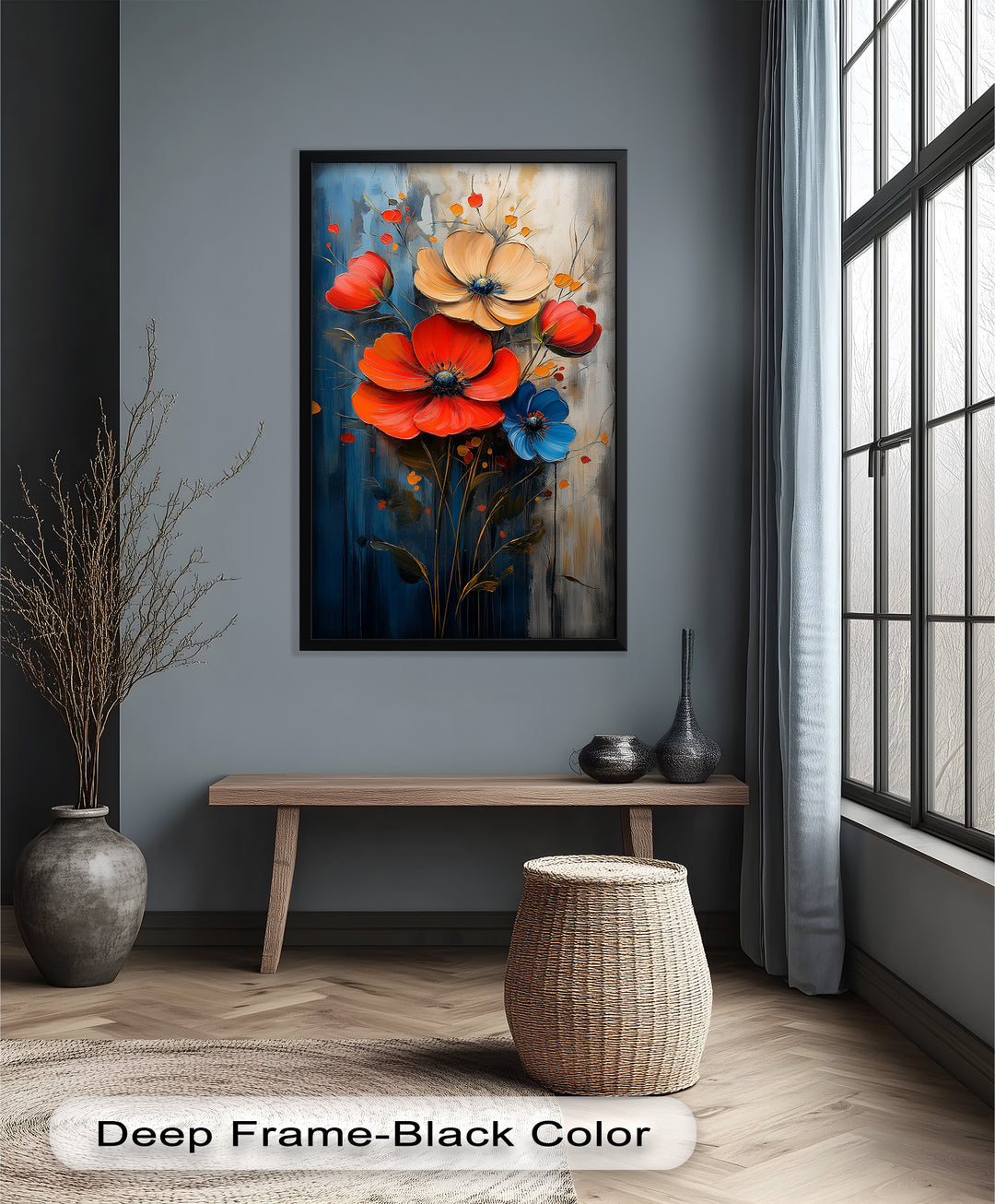 Colorburst Petals – Bold Poppy Bouquet Flower Oil Painting
