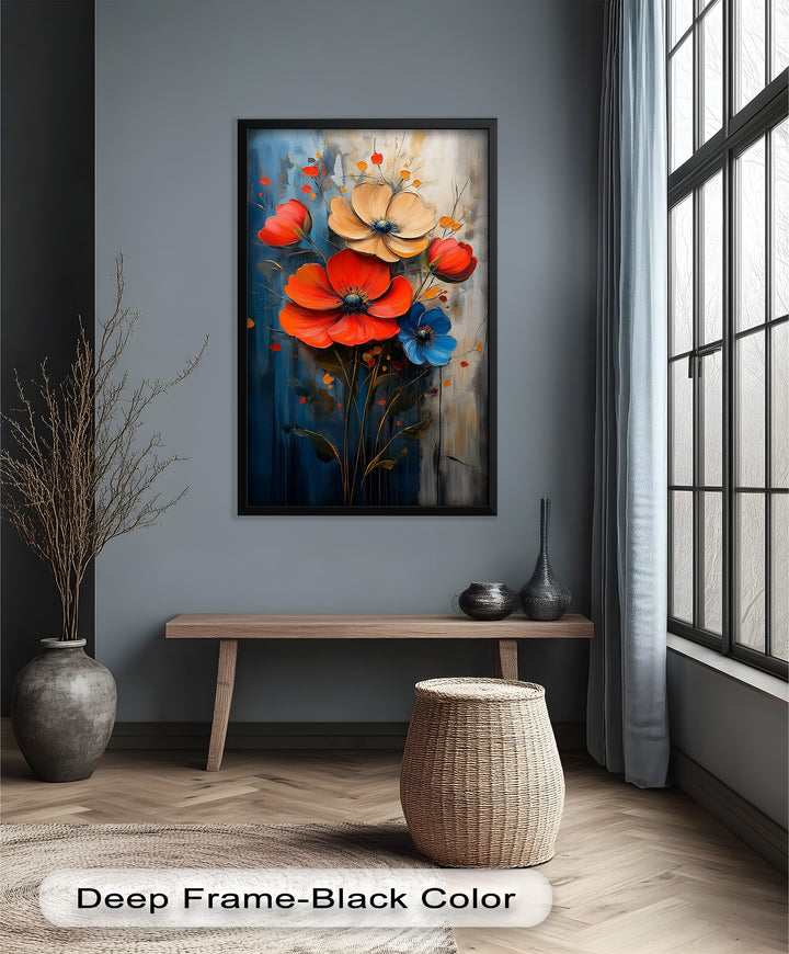 Colorburst Petals – Bold Poppy Bouquet Flower Oil Painting