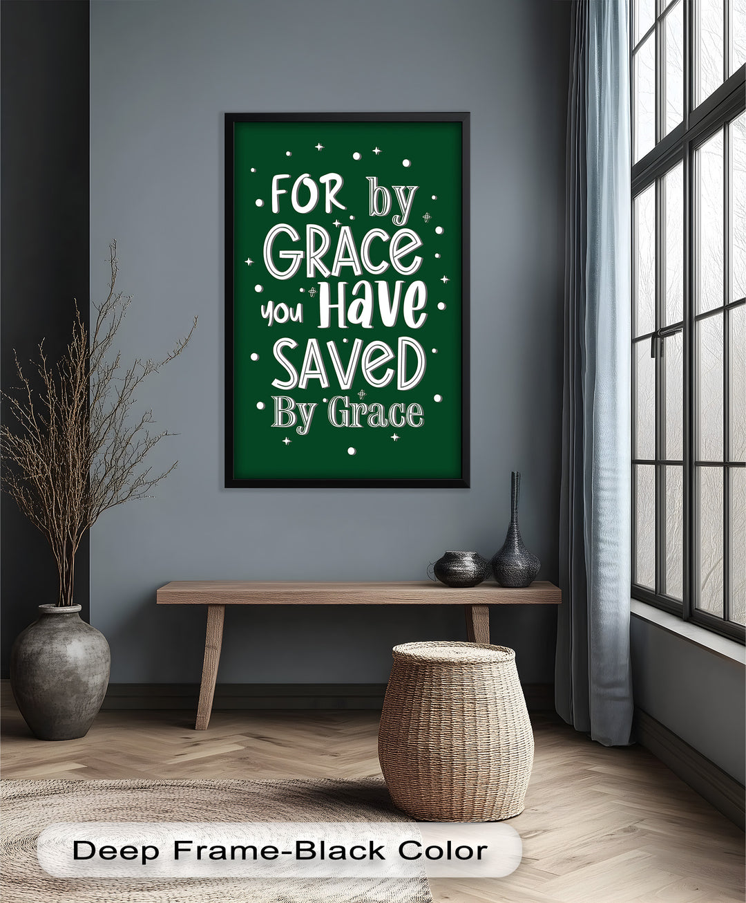 Saved by Grace – Christian Bible Verse Oil Painting