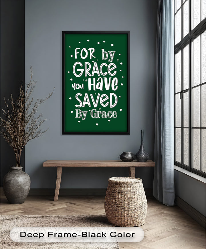 Saved by Grace – Christian Bible Verse Oil Painting