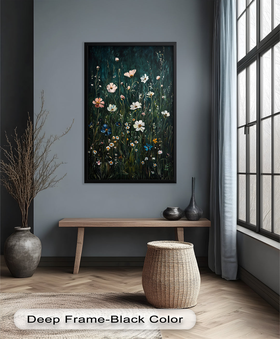 Wildblumen in der Abenddämmerung - Hudson River Ölgemälde