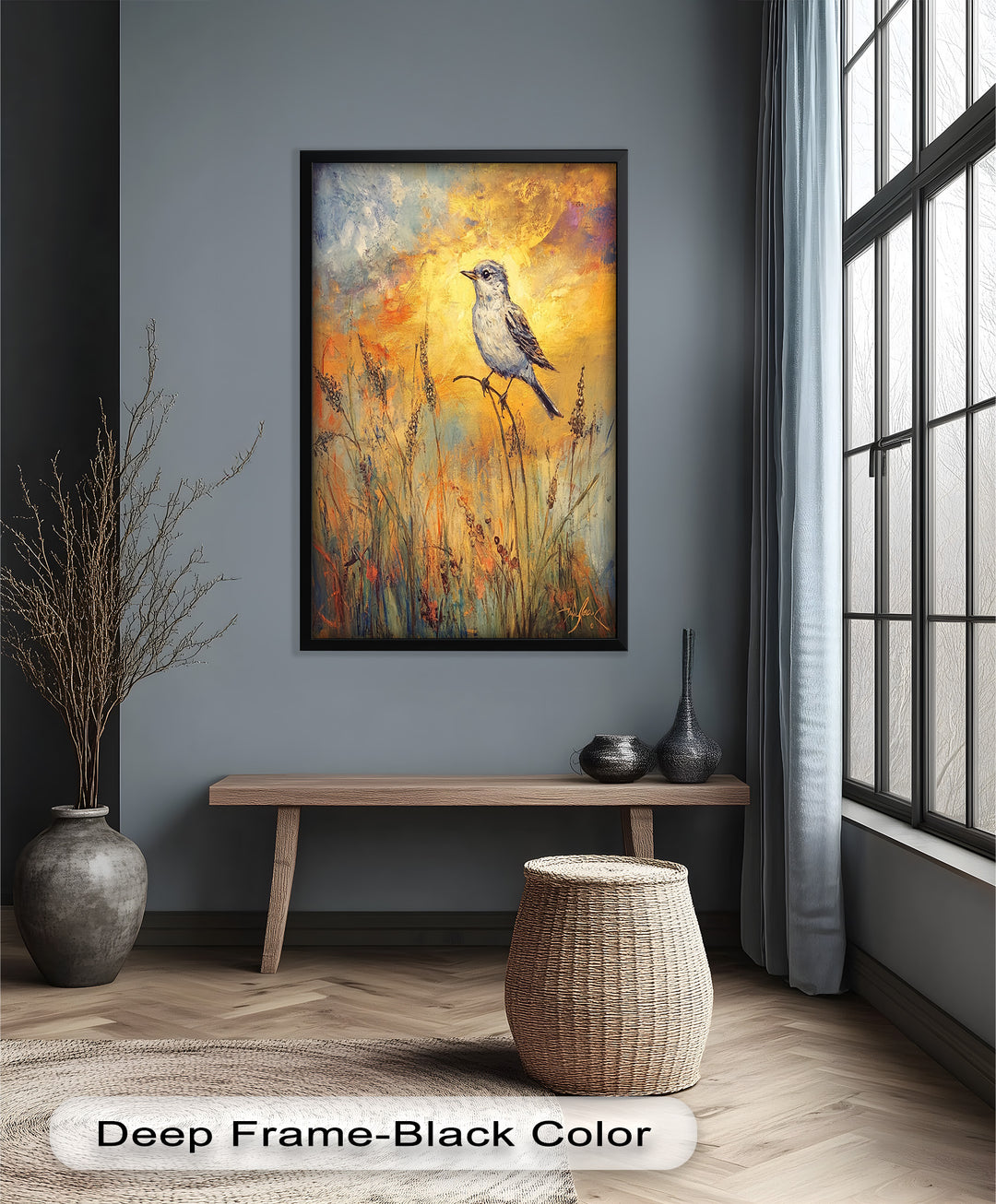 Twilight Songbird – Expressive Bird Oil Painting