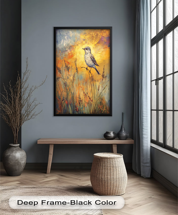 Twilight Songbird – Expressive Bird Oil Painting