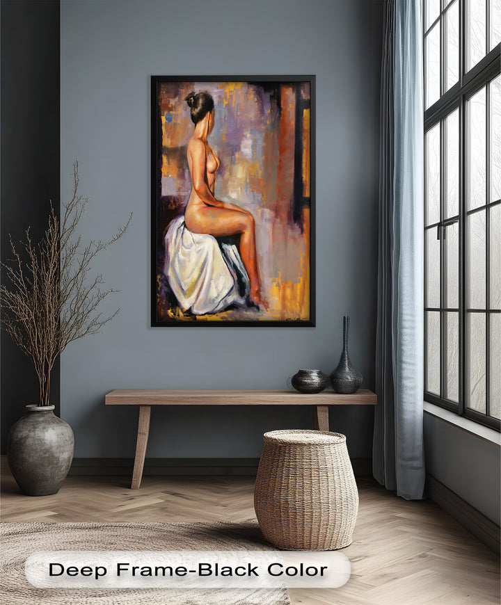 Poised in Silence – Figurative Nude Abstract Oil Painting
