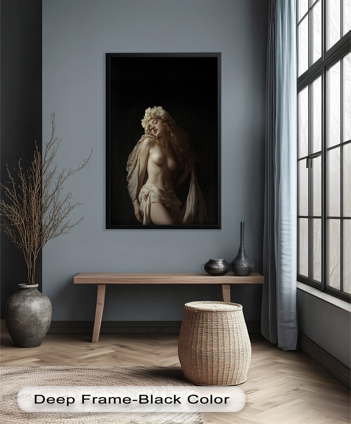 Moonlit Reverie – Classical Nude with Floral Crown Oil Painting